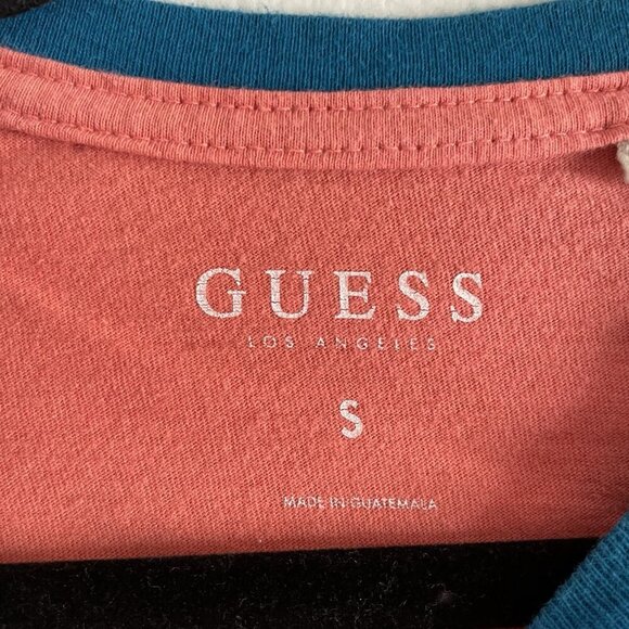 Guess Los Angeles Men SZ S Orange w/Teal Trim Short Sleeve Graphic T-Shirt - Picture 4 of 7